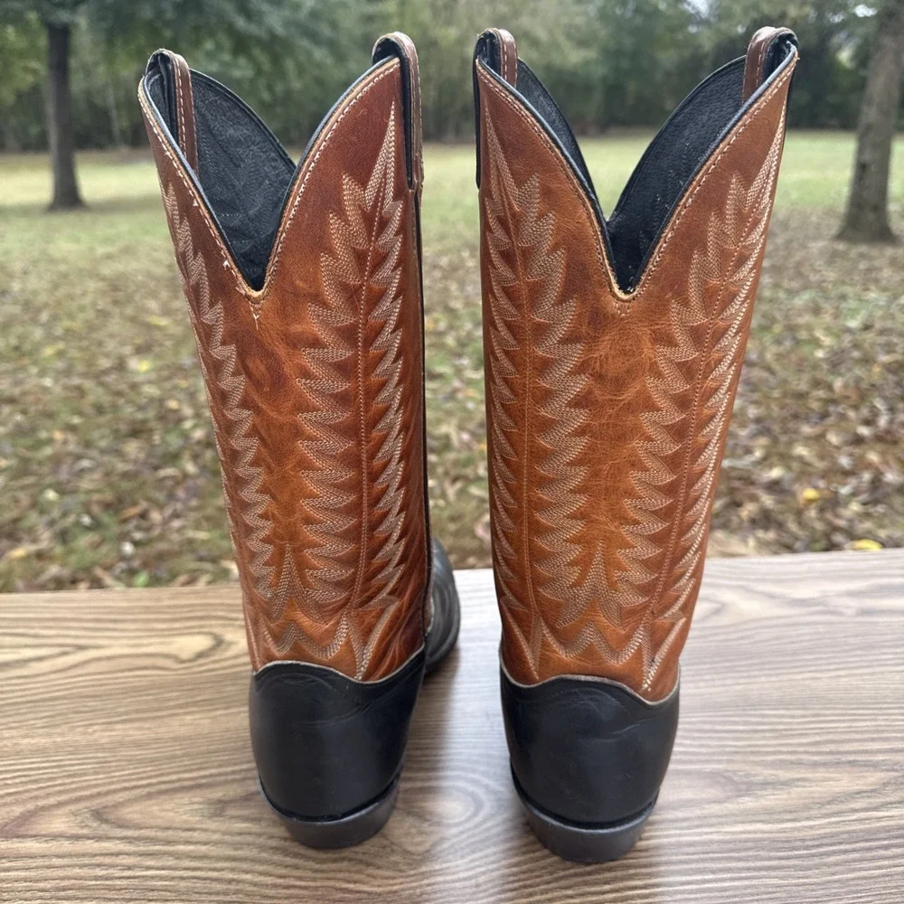 LAREDO Mens 10D Western Dress / Casual Boots Brown And Black Pull On Pointed Toe
